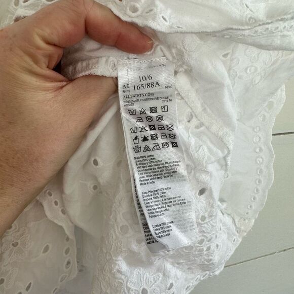 AllSaints Women’s White 6 Prim Broderie Dress - Picture 4 of 6